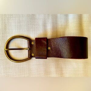 2000s Y2K POLO by Ralph Lauren extra wide brown leather belt w/ brass buckle